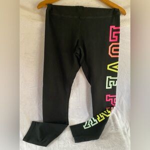 PINK Victoria’s Secret Yoga Pants Black Womens M Love Pink Rainbow Graphic